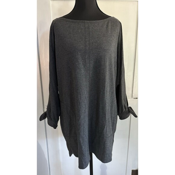 Max Studio Weekend Dark Gray Boat Neck Tunic Top Mini Dress w/Pockets Size M - Picture 1 of 6